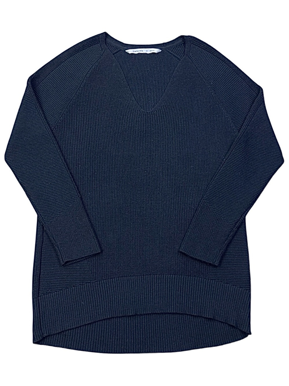 ATHLETA | Hanover Merino Fine Wool Blend V-Neck Sweater Black Size S